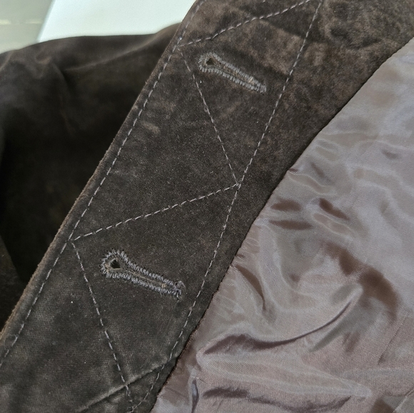 VTG Cuir Zebra brown leather suede trucker jacket size women L men M - Picture 10 of 12